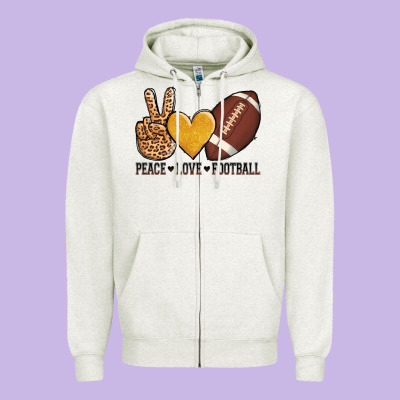 Peace Love Football Zipper Hoodie Designed By Adodesignshop