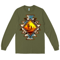 Army Green cowhide leopard sunset aztec Long Sleeve Tee - JahusDesignShop