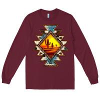 Burgundy cowhide leopard sunset aztec Long Sleeve Tee - JahusDesignShop