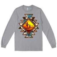 Heather Grey cowhide leopard sunset aztec Long Sleeve Tee - JahusDesignShop