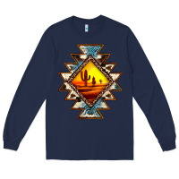 Navy cowhide leopard sunset aztec Long Sleeve Tee - JahusDesignShop