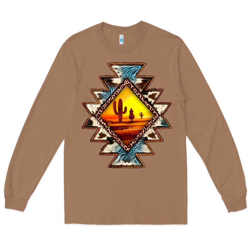 Cowhide Leopard Sunset Aztec Long Sleeve Tee by JahusDesignShop | Teevron