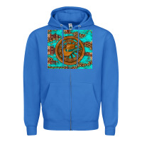 True Royal cowboy hat turquoise aztec background old wheel Zipper Hoodie - Artiststas