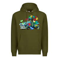 Army Green autism truck Premium Hoodie - LillyAllenDesigns