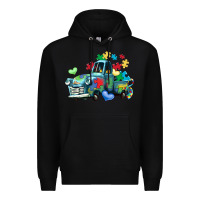 Black autism truck Premium Hoodie - LillyAllenDesigns