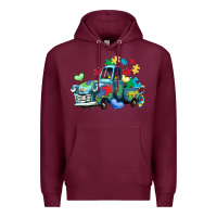 Burgundy autism truck Premium Hoodie - LillyAllenDesigns