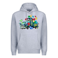 Heather Grey autism truck Premium Hoodie - LillyAllenDesigns