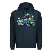 Navy autism truck Premium Hoodie - LillyAllenDesigns