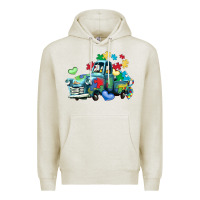 Oatmeal Heather autism truck Premium Hoodie - LillyAllenDesigns