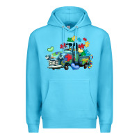 Ocean Blue autism truck Premium Hoodie - LillyAllenDesigns