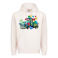 Pale Pink autism truck Premium Hoodie - LillyAllenDesigns