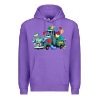 Purple autism truck Premium Hoodie - LillyAllenDesigns
