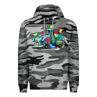 Slate Camo autism truck Premium Hoodie - LillyAllenDesigns