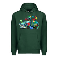 Sports Green autism truck Premium Hoodie - LillyAllenDesigns