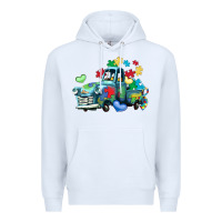 White autism truck Premium Hoodie - LillyAllenDesigns