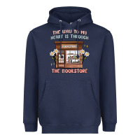 Navy the way to my heart is through the bookstore Heavyweight Hoodie - MaliasSmallBusiness
