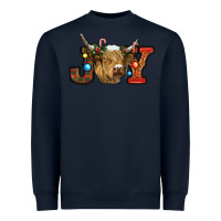 Navy christmas joy cow Heavyweight Sweatshirt - RanaPortraitStore