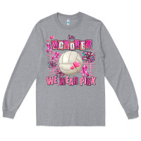 Heather Grey in october we wear pink volleyball Long Sleeve Tee - AdoDesignShop