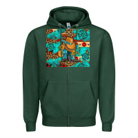 Sports Green cowboy boots with turquoise and aztec Zipper Hoodie - Artiststas
