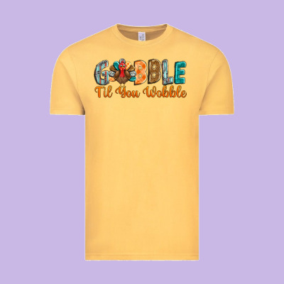 Gobble Till You Wobble Vintage Tee Designed By Barkaloodesign