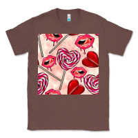 Chestnut valentines day lollipops and lips seamless pattern Classic Tee - BundleAndBundleShop
