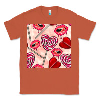 Copper valentines day lollipops and lips seamless pattern Classic Tee - BundleAndBundleShop