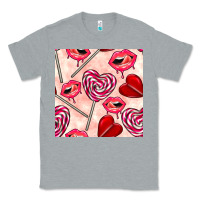 Heather Grey valentines day lollipops and lips seamless pattern Classic Tee - BundleAndBundleShop