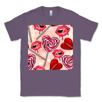Lavender valentines day lollipops and lips seamless pattern Classic Tee - BundleAndBundleShop