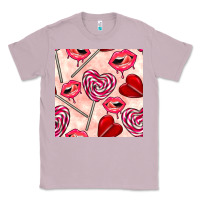 Lilac valentines day lollipops and lips seamless pattern Classic Tee - BundleAndBundleShop