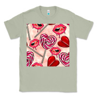 Matcha valentines day lollipops and lips seamless pattern Classic Tee - BundleAndBundleShop