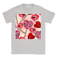 Moon Dust valentines day lollipops and lips seamless pattern Classic Tee - BundleAndBundleShop