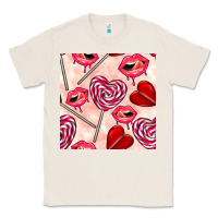 Natural valentines day lollipops and lips seamless pattern Classic Tee - BundleAndBundleShop