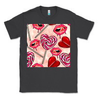 Smoke valentines day lollipops and lips seamless pattern Classic Tee - BundleAndBundleShop