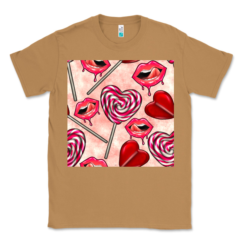 Valentines Day Lollipops And Lips Seamless Pattern Classic Tee by BundleAndBundleShop | Teevron
