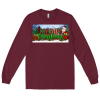 Burgundy merry christmas with santa claus license plate Long Sleeve Tee - BundleAndBundleShop