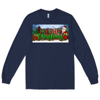 Navy merry christmas with santa claus license plate Long Sleeve Tee - BundleAndBundleShop