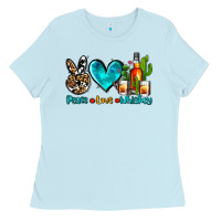 Baby Blue peace love whiskey Ladies Tee - AdoDesignShop