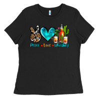 Black peace love whiskey Ladies Tee - AdoDesignShop