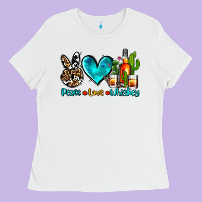 Peace Love Whiskey Ladies Tee Designed By Adodesignshop
