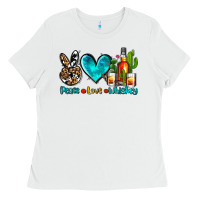 White peace love whiskey Ladies Tee - AdoDesignShop