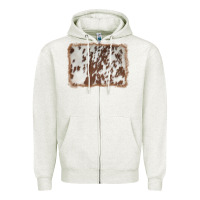 Oatmeal Heather cowhide background Zipper Hoodie - AdoDesignShop