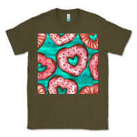 Army Green valentines day heart donuts seamless pattern Classic Tee - BundleAndBundleShop