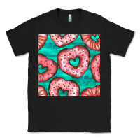 Black valentines day heart donuts seamless pattern Classic Tee - BundleAndBundleShop