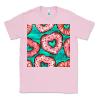Bubblegum Pink valentines day heart donuts seamless pattern Classic Tee - BundleAndBundleShop