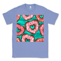 Colony Blue valentines day heart donuts seamless pattern Classic Tee - BundleAndBundleShop