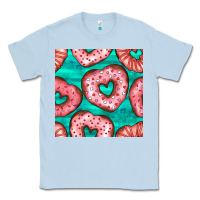 Dusty Blue valentines day heart donuts seamless pattern Classic Tee - BundleAndBundleShop