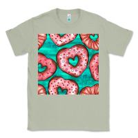 Matcha valentines day heart donuts seamless pattern Classic Tee - BundleAndBundleShop