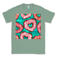 Sage valentines day heart donuts seamless pattern Classic Tee - BundleAndBundleShop