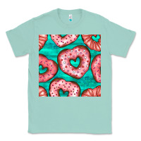 Seafoam valentines day heart donuts seamless pattern Classic Tee - BundleAndBundleShop