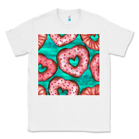 White valentines day heart donuts seamless pattern Classic Tee - BundleAndBundleShop
